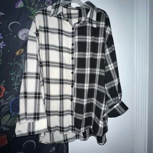 Black and White Plaid Button-Up Shirt